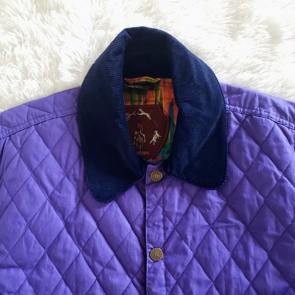 SOLD FoxRun Womens Jacket Small Purple Quilted Corduroy Collar Snap Front Pocket - Picture 3 of 10